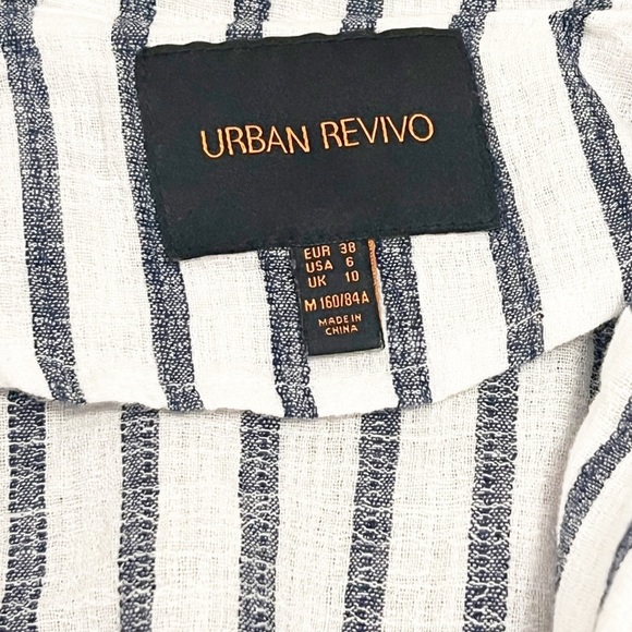 Urban Revivo Striped Wrap Blouse-Size 6-Navy & White - Picture 2 of 3
